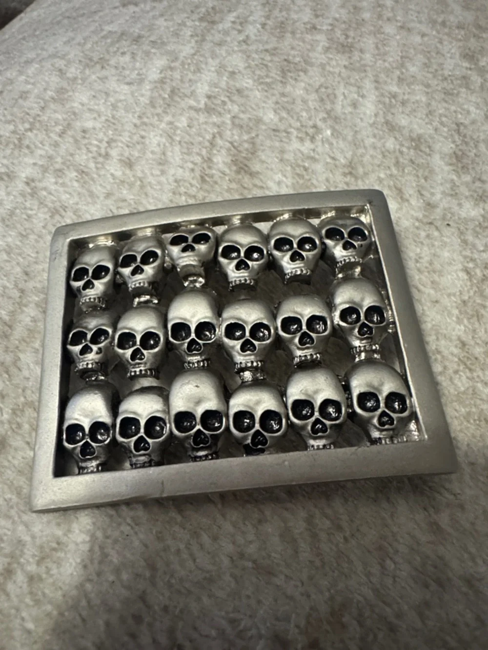 Silver Skull Belt Buckle - Row of Skulls